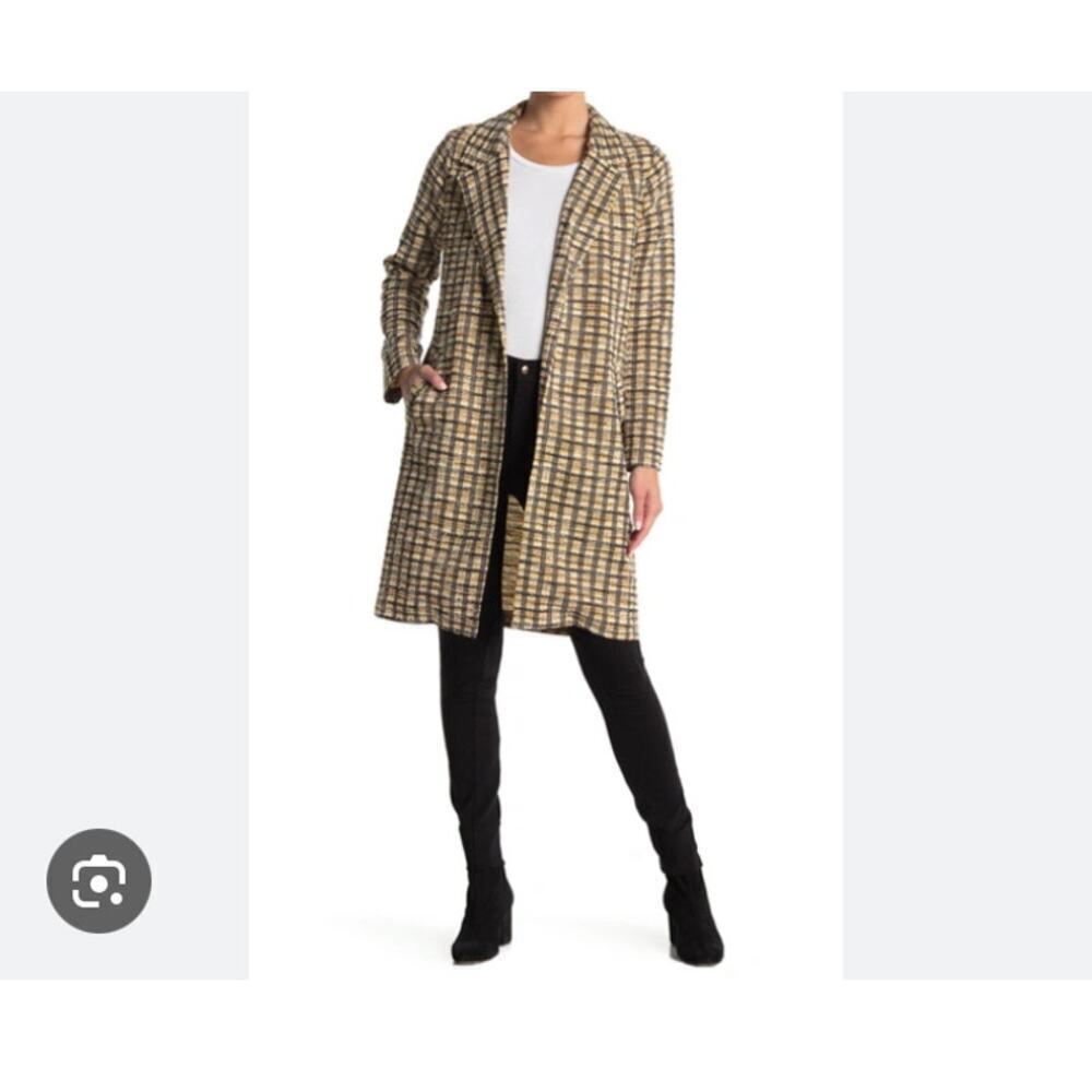 melloday knotch lapel long knit jacket size Medium